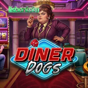 Tampilan visual slot Diner Dogs dengan nuansa neon kedai kopi