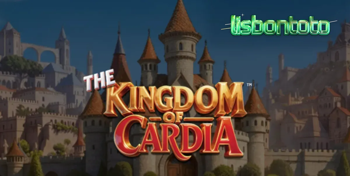 Tampilan visual gulungan slot The Kingdom of Cardia dengan latar belakang taman fantasi.